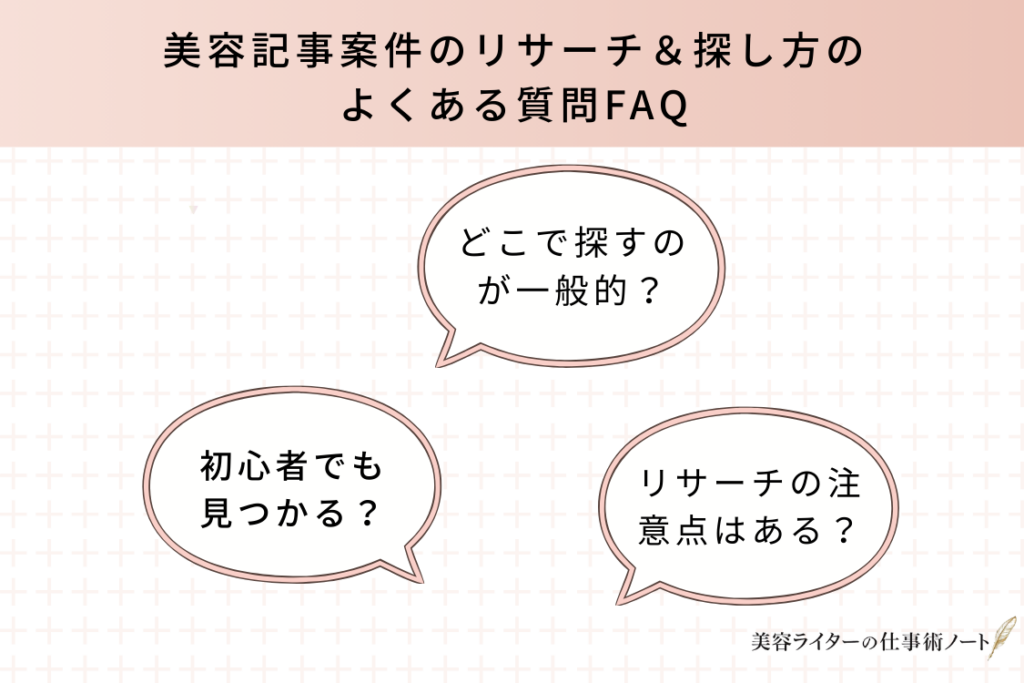 美容記事案件のリサーチ＆探し方のよくある質問FAQ