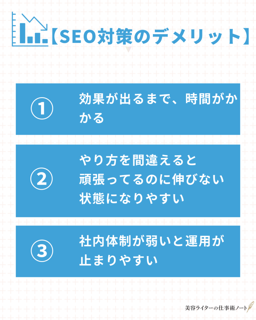 化粧品会社のSEO対策のデメリット